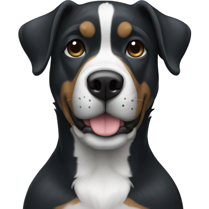 Perro negro con arrugas feo y camiseta azul  emoji