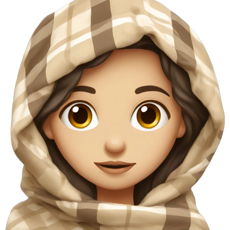Beige clean girl folded plaid blanket brunette  emoji