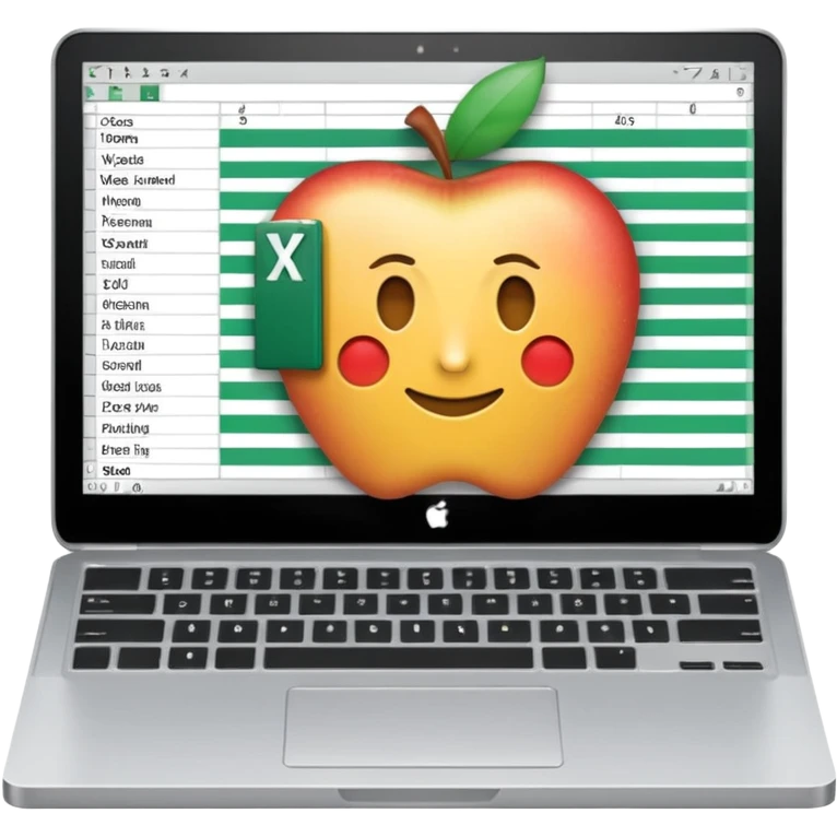 apple style emoji of a laptop with Microsoft Excel open on screen emoji