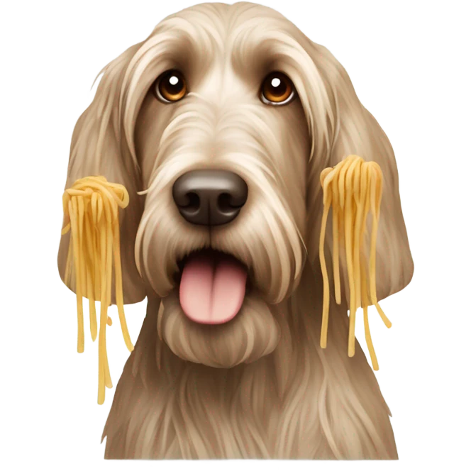 Italian Spinone eating pasta emoji