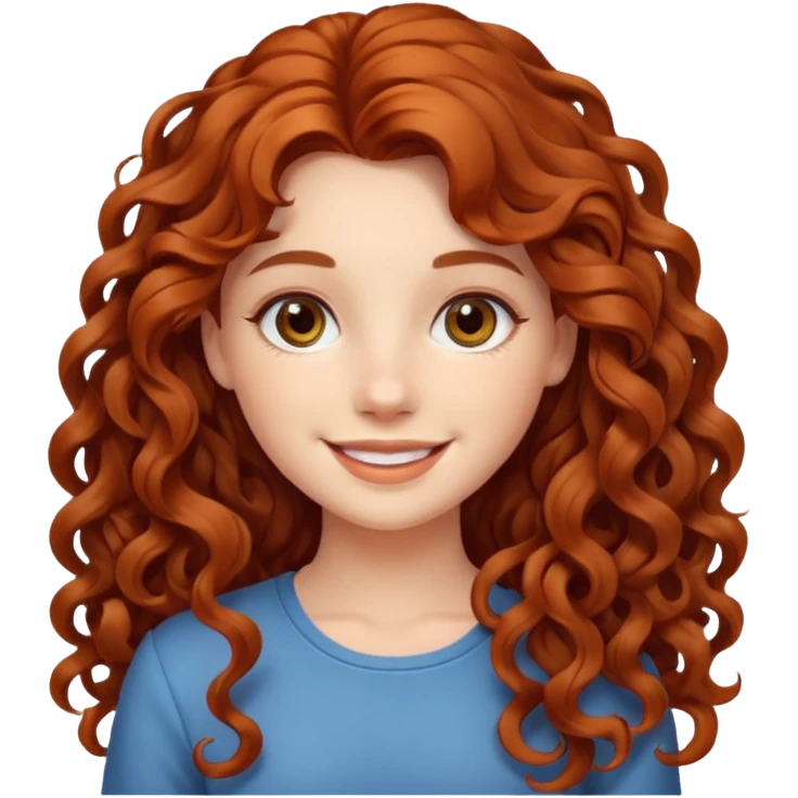  chica bonita de cabello largo rizado medio rojo emoji