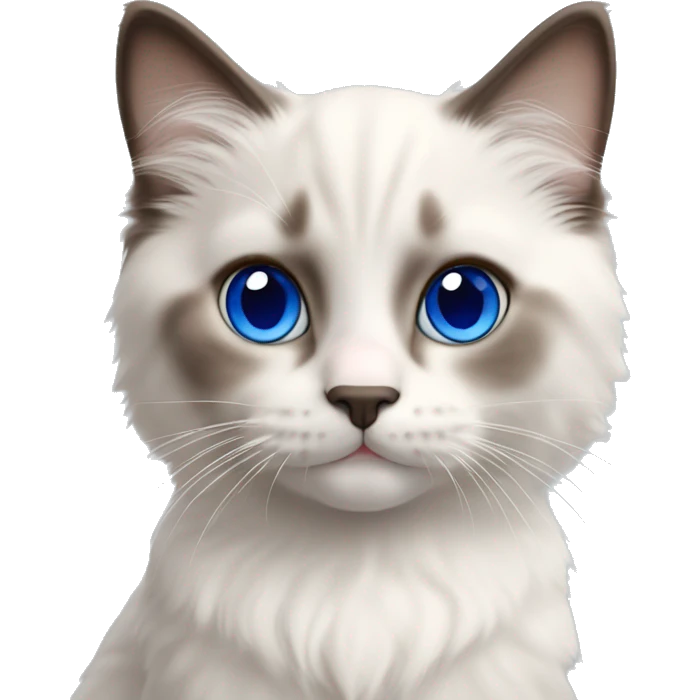 Ragdoll kitten with brown nose and royal blue eyes emoji
