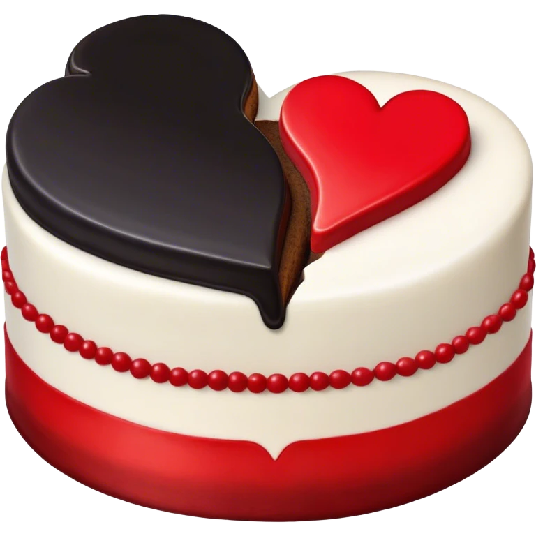 Half black half red heart cake emoji