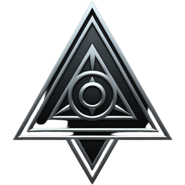 Emoji, dark futuristic occult sigil, symmetrical geometric shape, black metal, gothic cyber aesthetic, minimal flat design, sharp edges, centered, transparent background do not use any other colors but black emoji