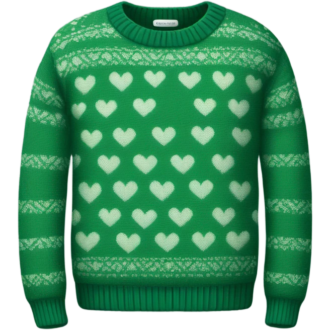 sweater pattern in the shape of a heart and color is dark green emoji