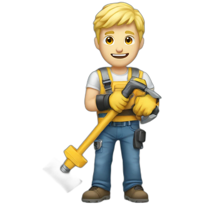 blonde guy with jackhammer in his hand emoji