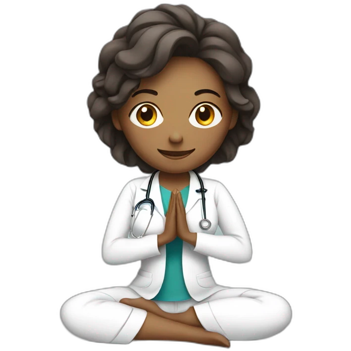 woman doctor doing yoga emoji