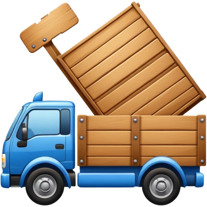 logo of a truck carrying furniture, bright colors, for furniture delivery service 'Gruzovichek', iOS emoji style emoji
