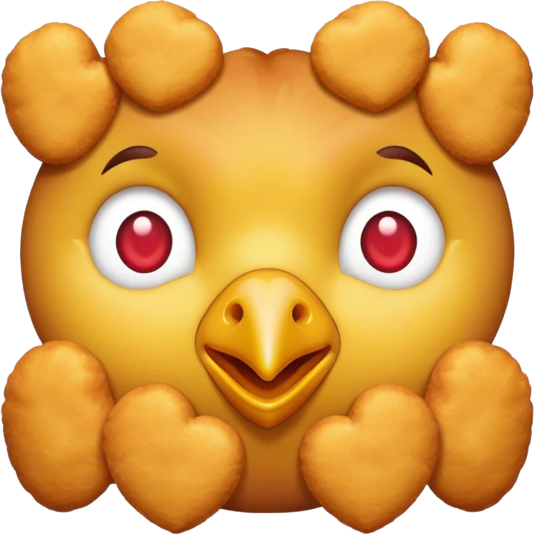 Face emoji with heart shaped chicken nuggets as eyes emoji