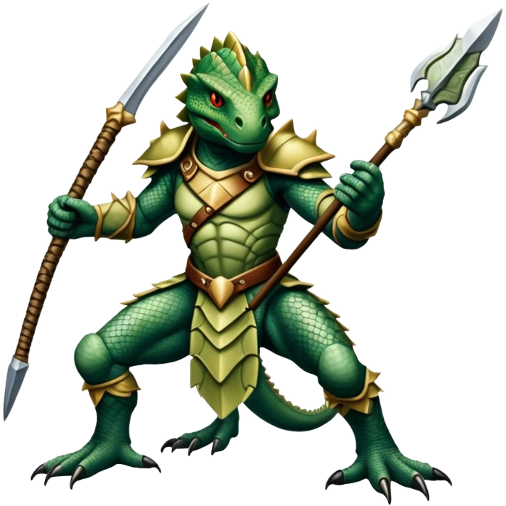 reptilian humanoid troglodyte warrior with spear from Heroes of Might and Magic 3 emoji