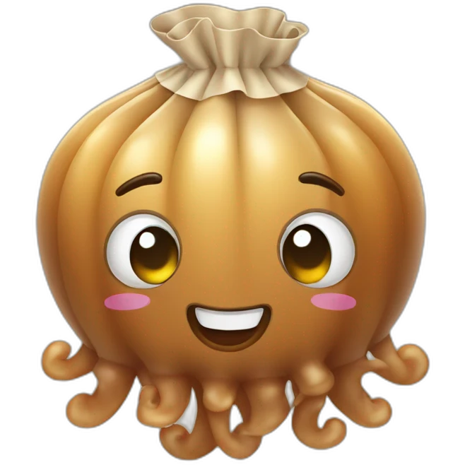 Baby brown cute jellyfish money bags in the background  emoji