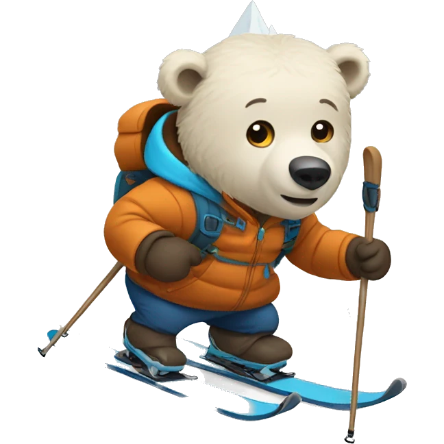 a bear skiing in the mountain emoji