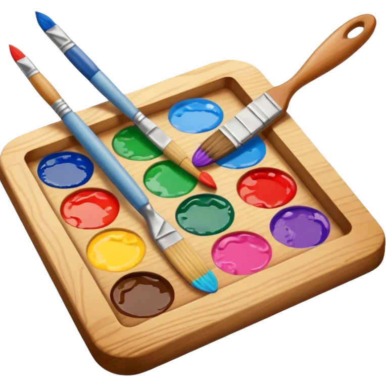 paintbrush and palette crossed together emoji emoji