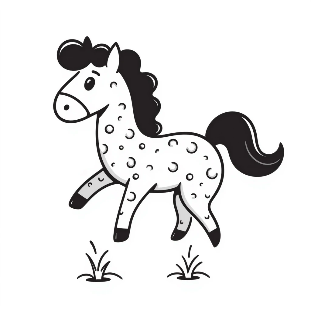 A whimsical horse made of interconnected bubbles and water splashes, looking playful emoji