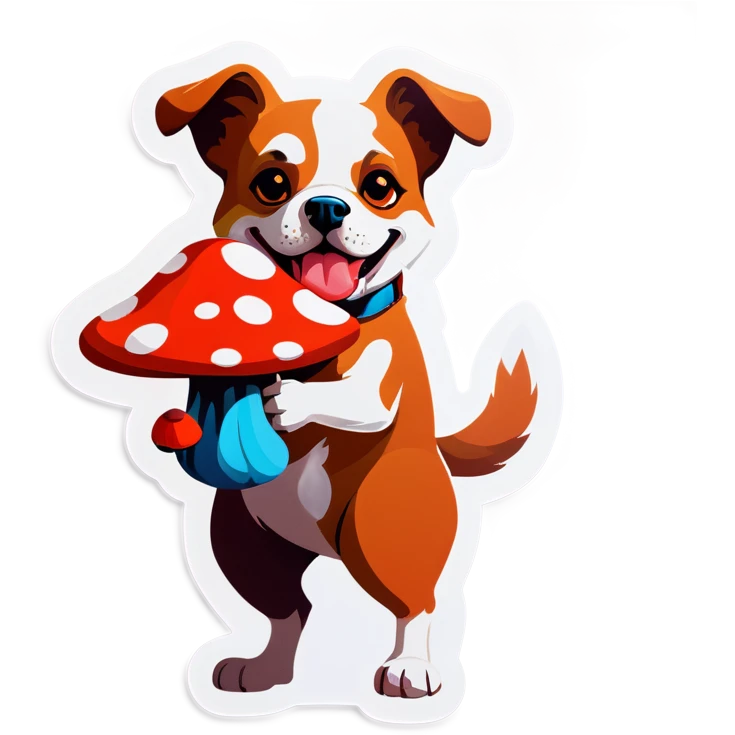 Dog holding a mushroom emoji