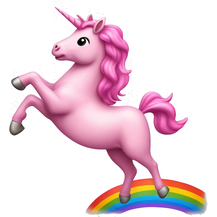 Pink unicorn dancing on rainbow ￼ emoji