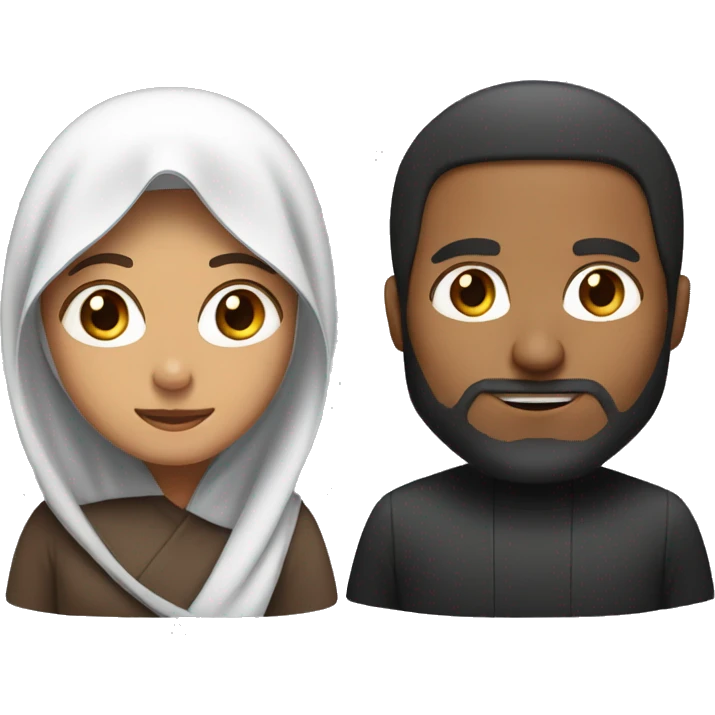 brown man with long hair and brown woman in hijab emoji