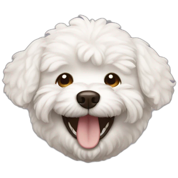 brown dog bichon laughing face emoji