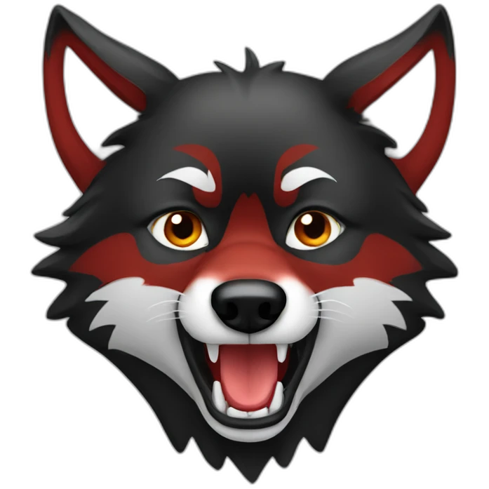 Red black wolf close mouth face  emoji