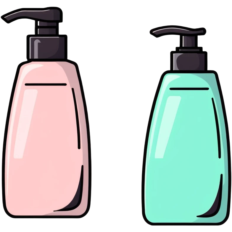 bath soap and shampoo bottles cartoon style emoji