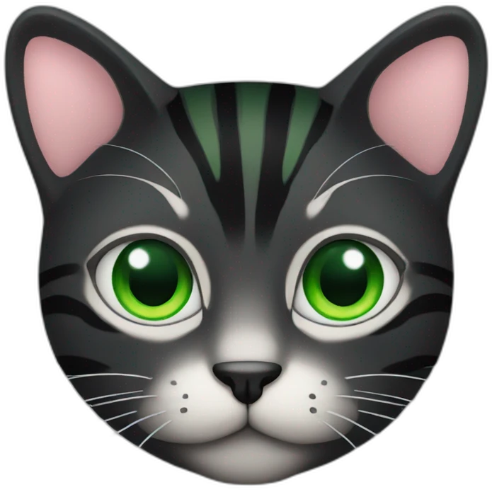 Striped black cat with Green eyes emoji