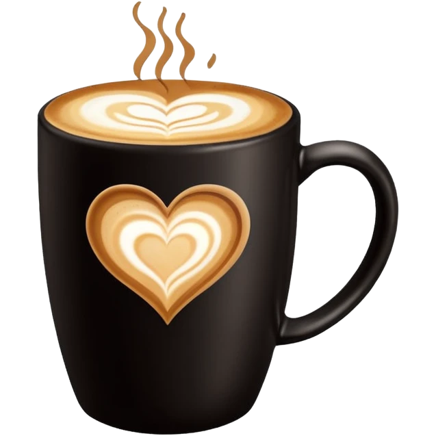 Coffee latte art in a black mug emoji