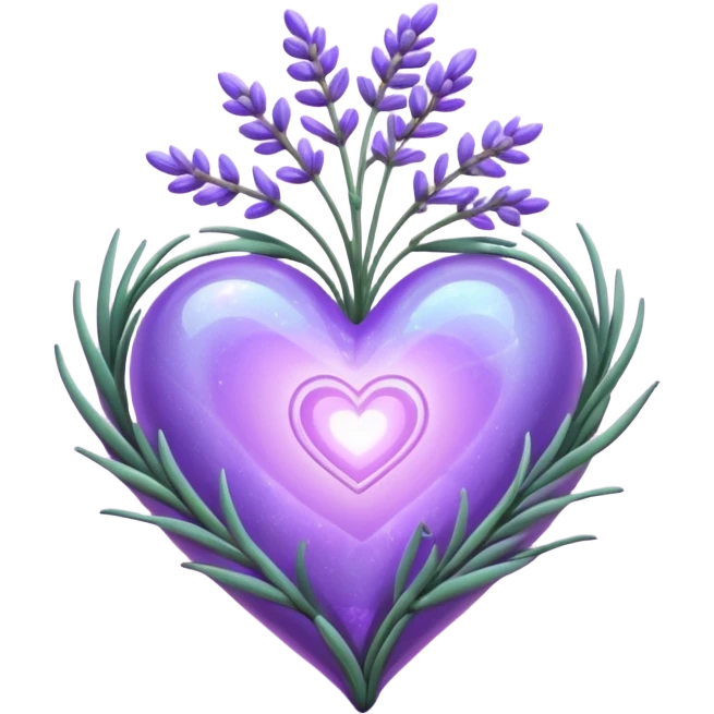 create a holographic lavender plant that wraps around a lavender colored heart emoji