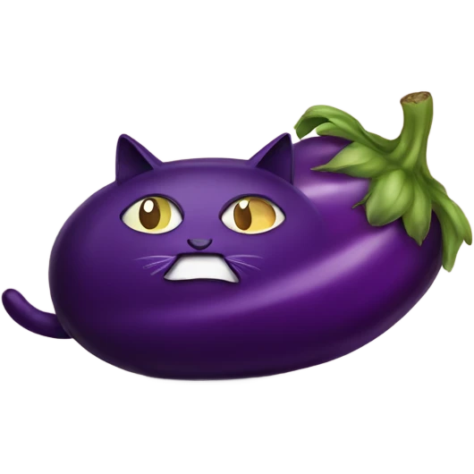 Eggplant and cat playing together emoji