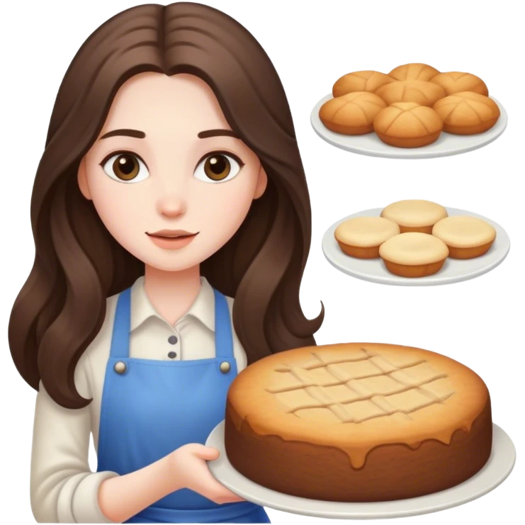 beautiful pale brunette girl with long hair baking emoji