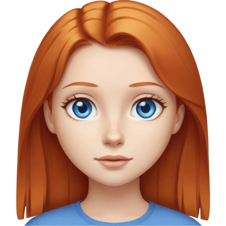 Ginger, blue eyes, straight hair, girl emoji