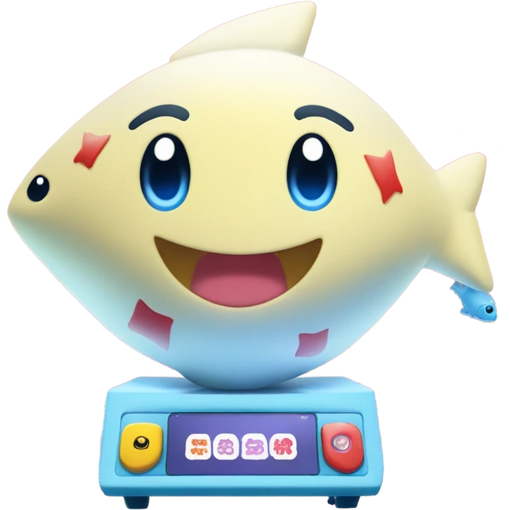 winking togepi and claw machine with fish emoji
