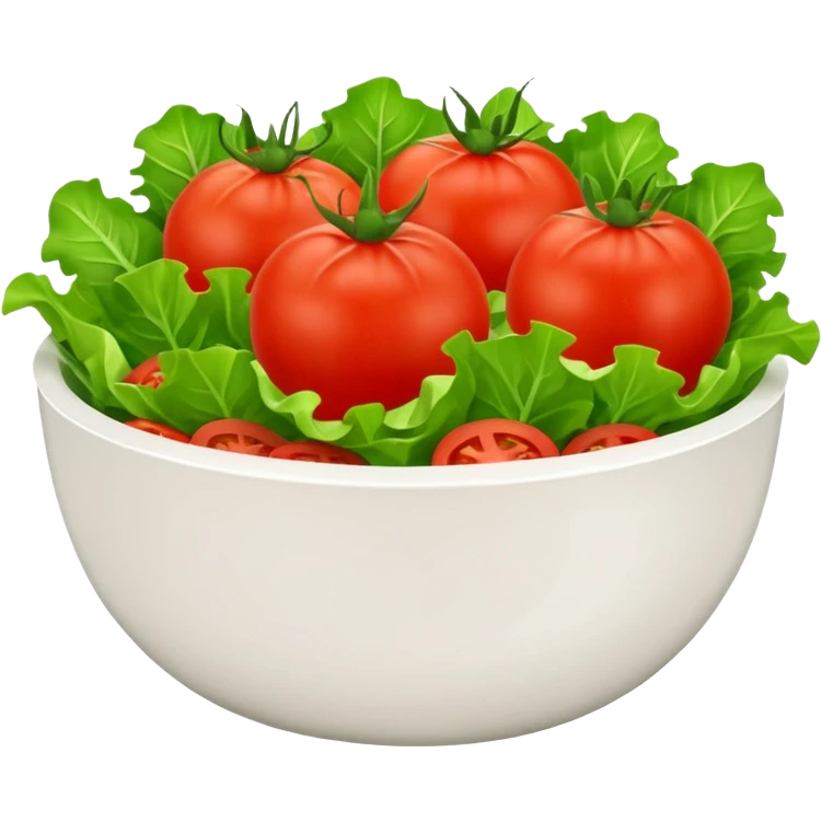 salad bowl with lettuce and 2 chopped tomatoes only emoji