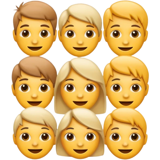 circle of iOS emoji-style faces with unique accessories symbolizing a creative team called 'unemployd retards', cheerful and mischievous emoji