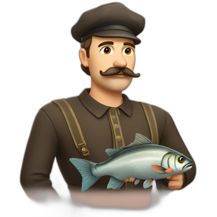 russian moustache husband with fish emoji