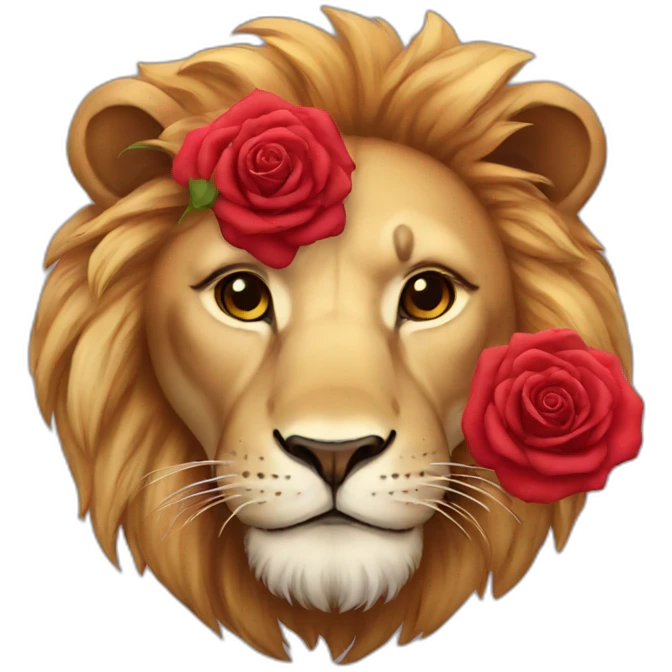 Lion with rose emoji