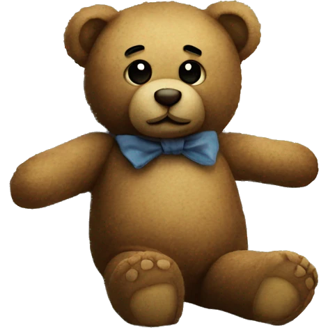 worn teddy bear next to an empty bed emoji