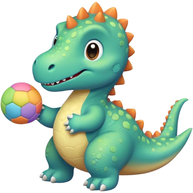 a cute dinosaur holding a sensory toy, with a soft color palette and a gentle smile emoji