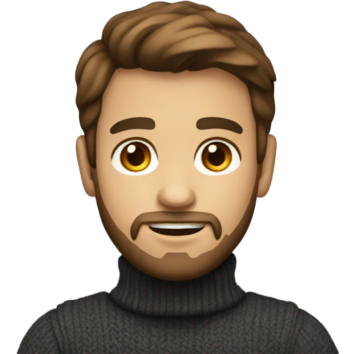 Boy developer with brown hair and beard in turtleneck sweater emoji