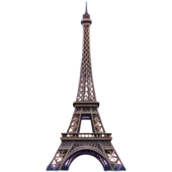 Cinematic Realistic Eiffel Tower Landmark Emoji, featuring the iron lattice structure illuminated against a twilight Parisian sky emoji