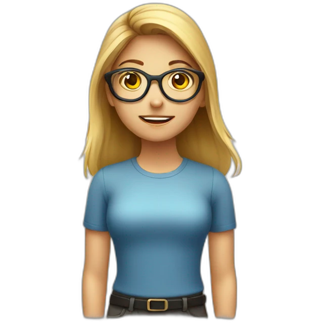 warning icon with a girl with eyeglasses emoji