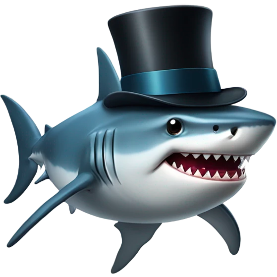 Shark wearing a top hat and bow tie  emoji