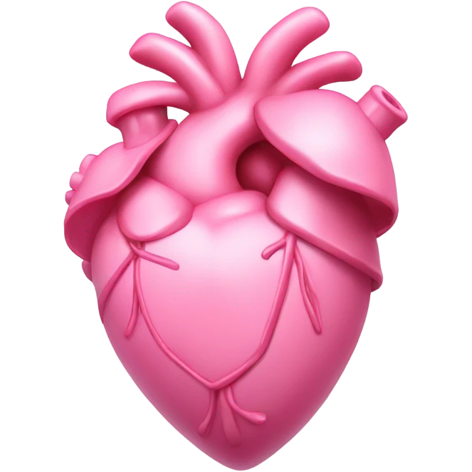 Pink anatomical heart pastel pink with pink bow on top emoji