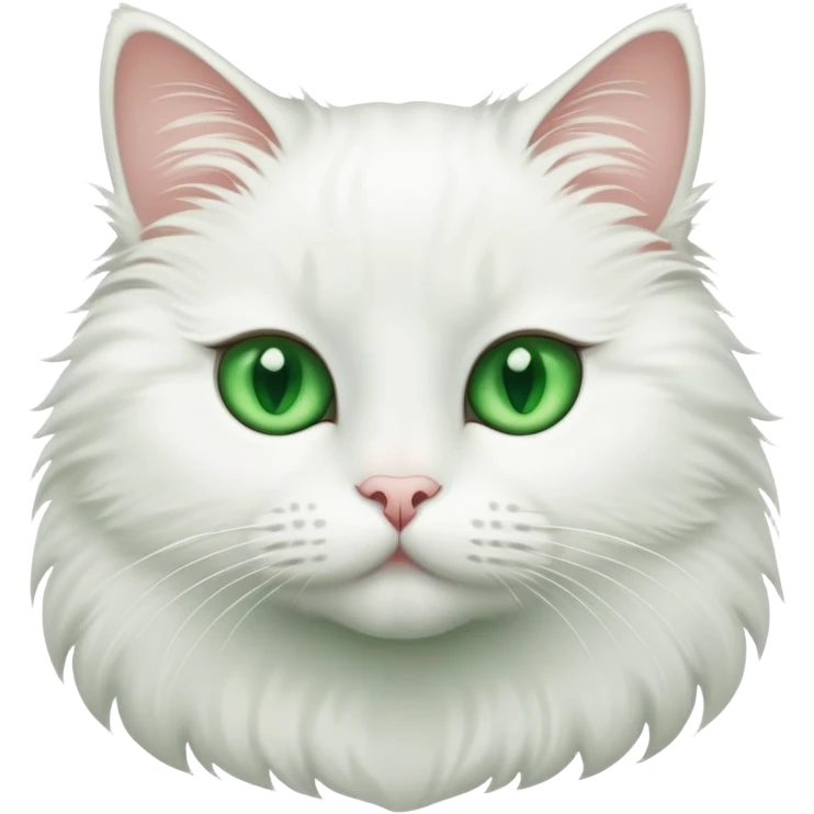 White cat with green eyes saying “Billie mow” emoji