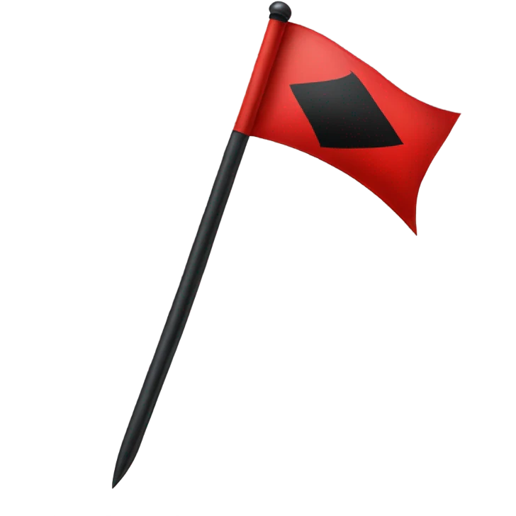 Red flag with black diagonal line with a sword in the middle  emoji