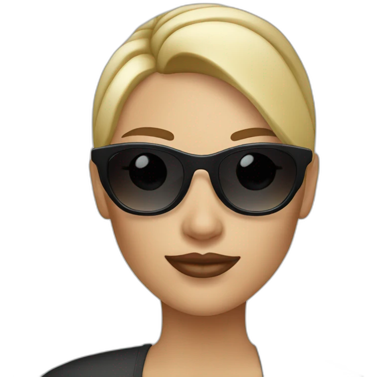 Beautifuil blonde woman with short hair ponytail and sunglasses drinking coffe emoji