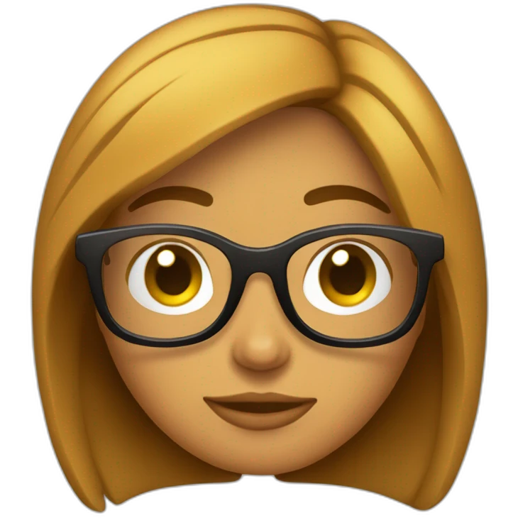 Chica pelo marrón con gafas emoji
