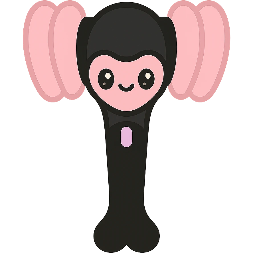 BLACKPINK-inspired gothic lightstick, no hearts, black and pink, cute and stylish, kawaii style emoji