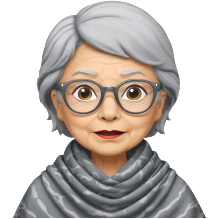 create me a slack emoji of a very old tiger shark, dressed like a grandma, with grey hair and glasses emoji