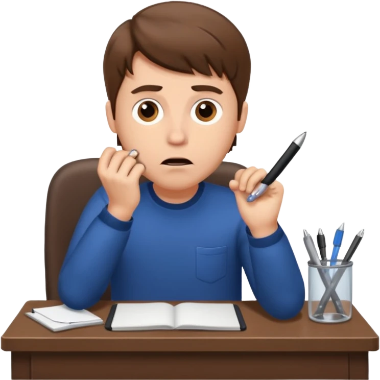 A white man with brown hairs, white skin,  sits at his desk in shock emoji