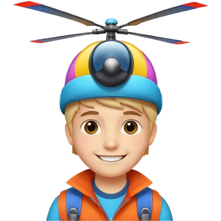 Boy wear colorful Spinning Helicopter hat emoji
